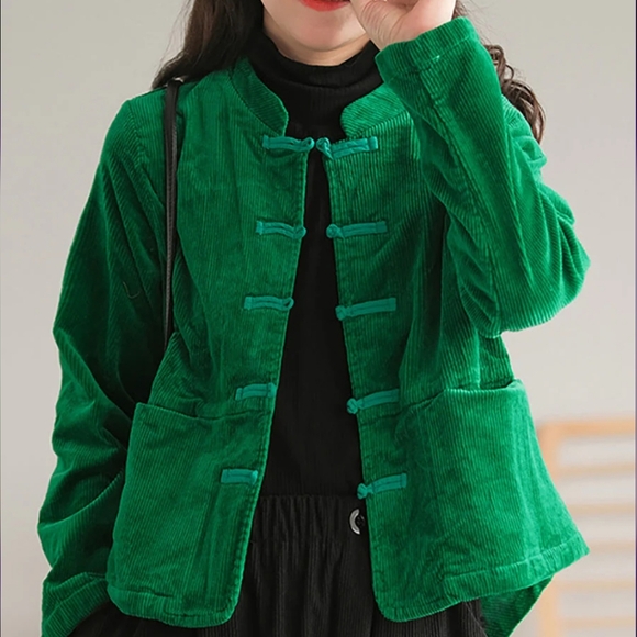 Buykud Jackets & Blazers - Buykud Asian Inspired Frog Toggle Buttons Corduroy Jacket Coat